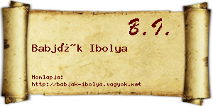 Babják Ibolya névjegykártya