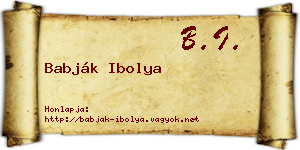 Babják Ibolya névjegykártya